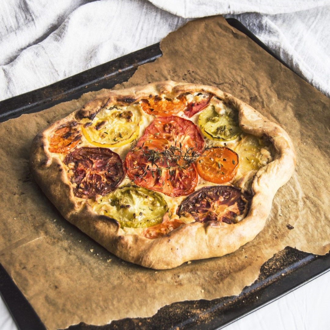 Vegan Heirloom Tomato Galette With Thyme Cream Cheese